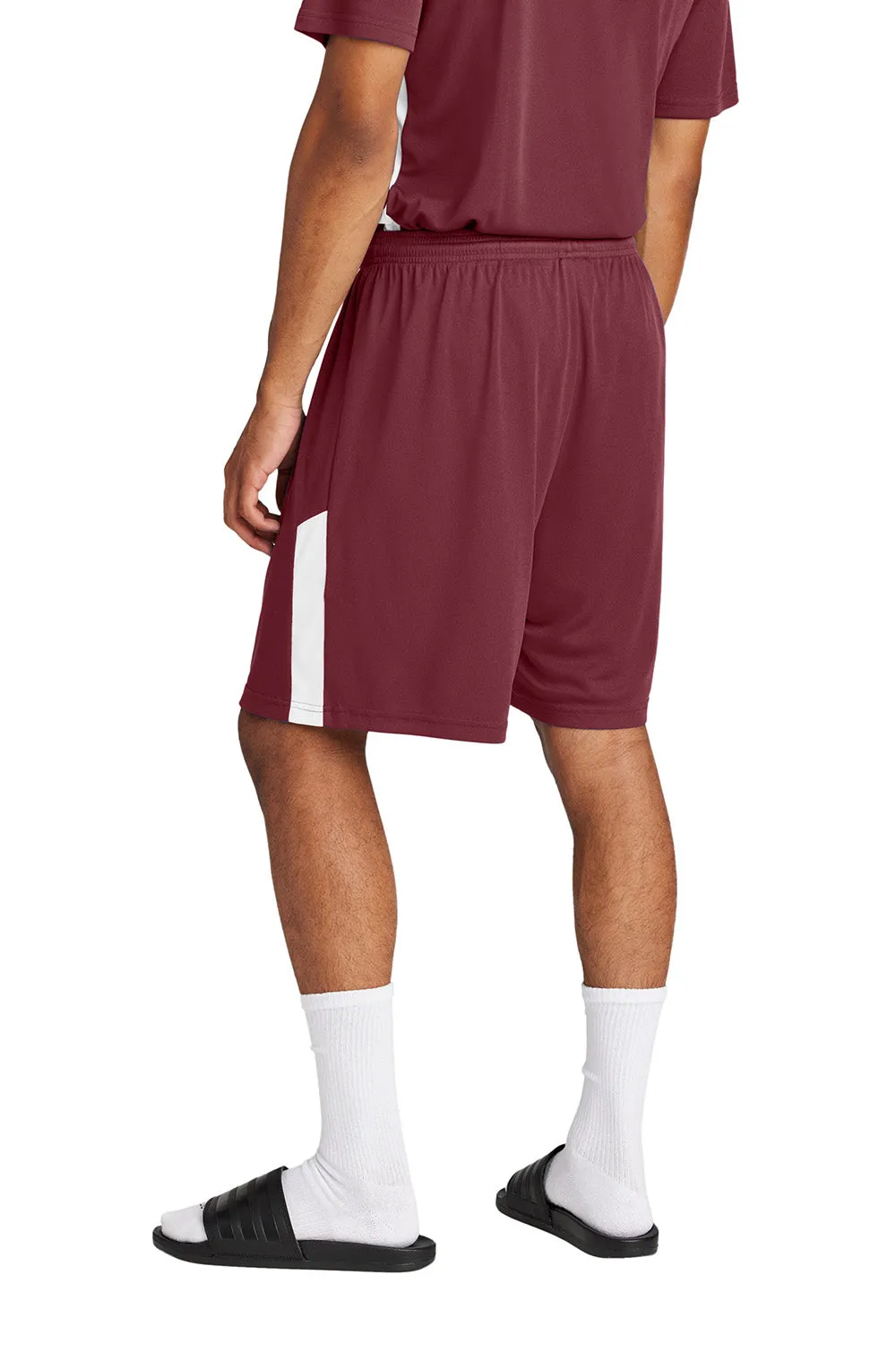 Sport-Tek Shorts de compétition pour hommes à évacuation d'humidité United Athletic - Marron/Blanc