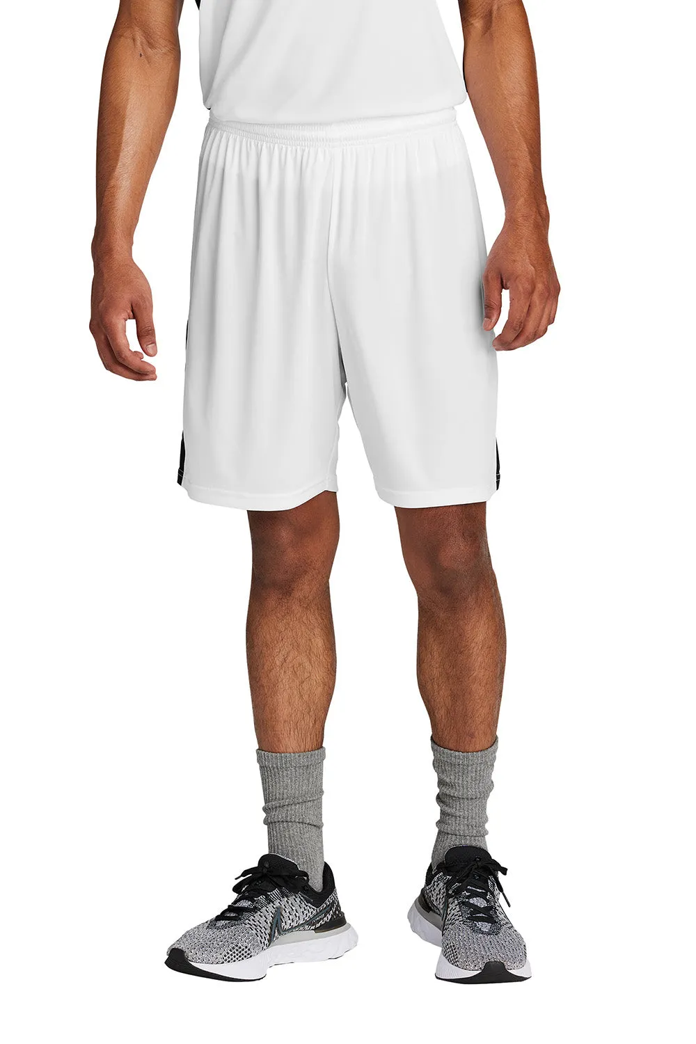 Sport-Tek Shorts de compétition pour homme à évacuation d'humidité United Athletic - Blanc/Noir
