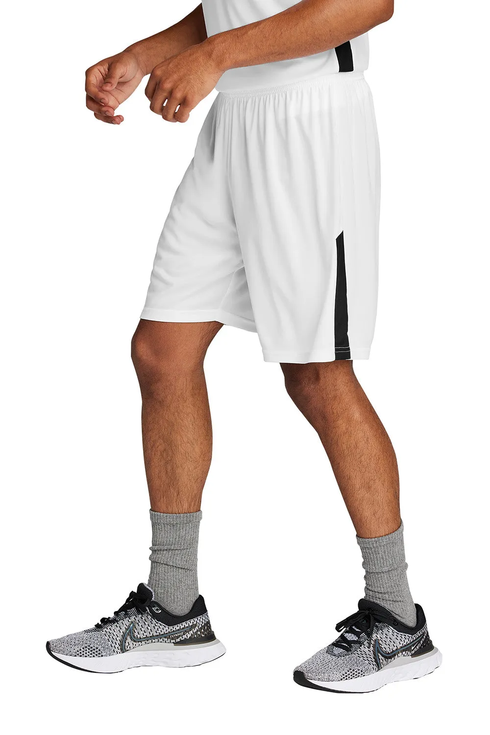 Sport-Tek Shorts de compétition pour homme à évacuation d'humidité United Athletic - Blanc/Noir