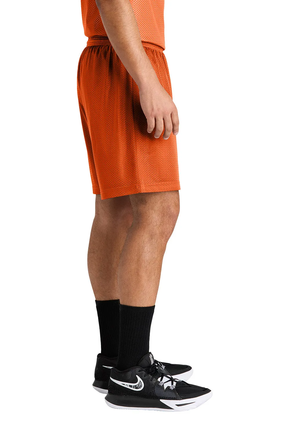 Sport-Tek Shorts de Sport en Maille pour Hommes à Évacuation d'Humidité - Orange Foncé