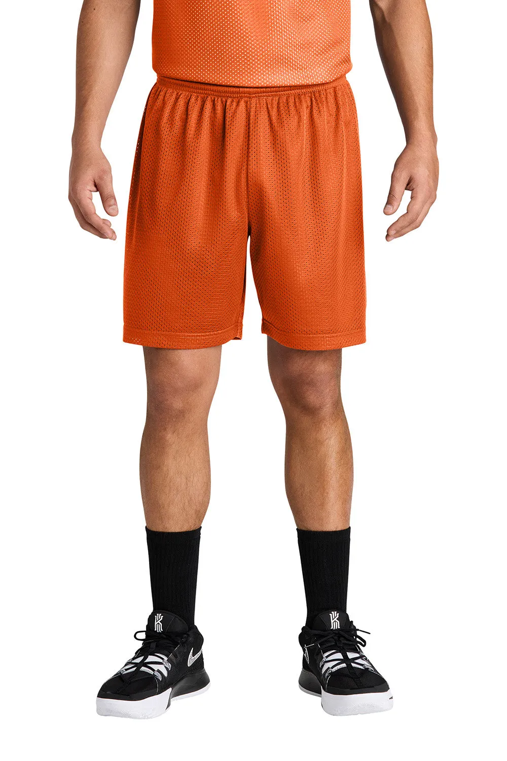 Sport-Tek Shorts de Sport en Maille pour Hommes à Évacuation d'Humidité - Orange Foncé