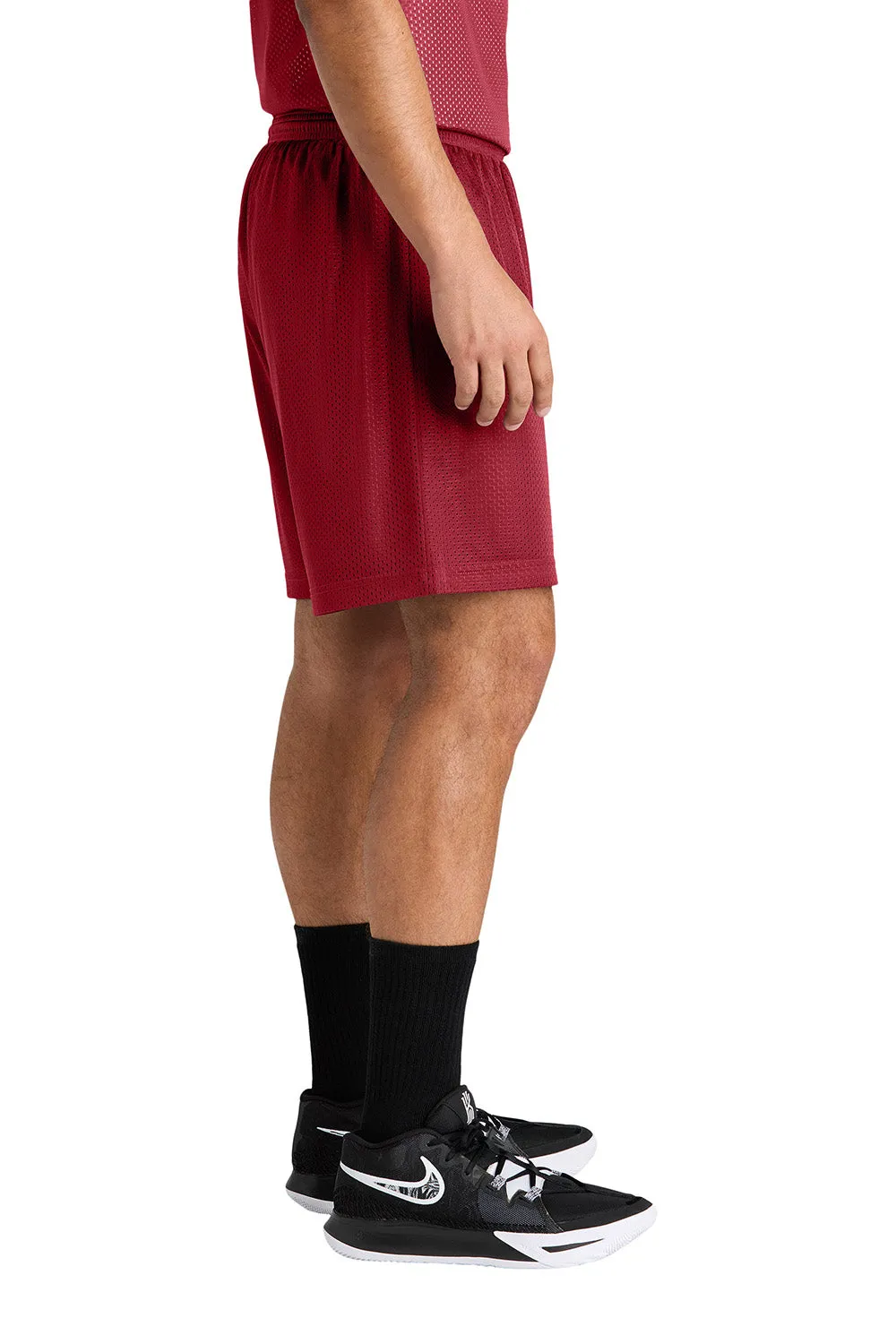 Sport-Tek Shorts de Sport en Maille Respirante pour Hommes - Rouge Foncé