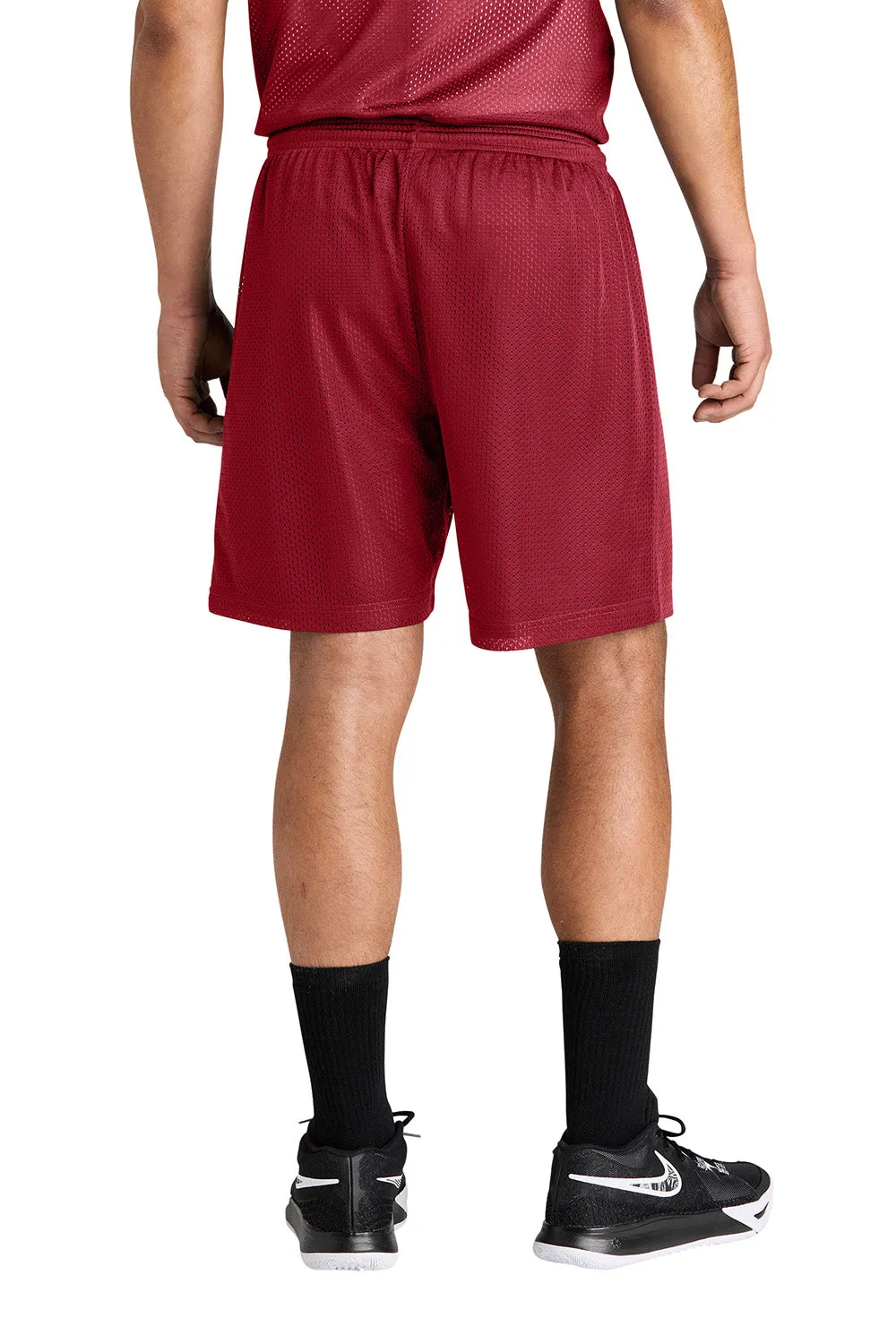 Sport-Tek Shorts de Sport en Maille Respirante pour Hommes - Rouge Foncé
