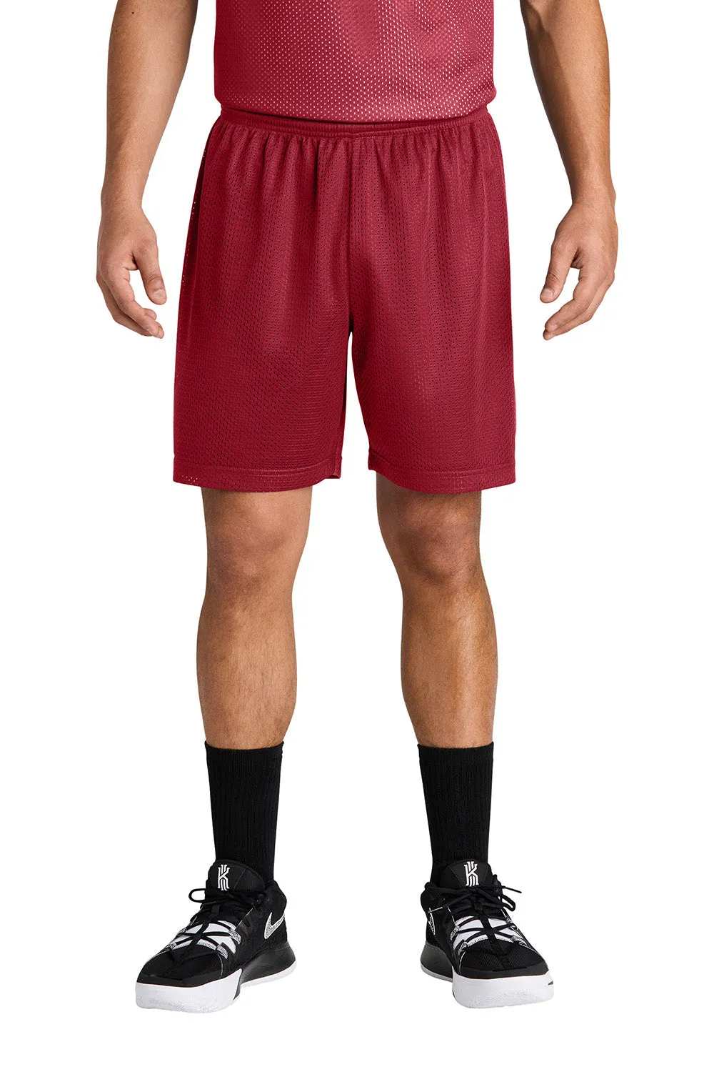 Sport-Tek Shorts de Sport en Maille Respirante pour Hommes - Rouge Foncé