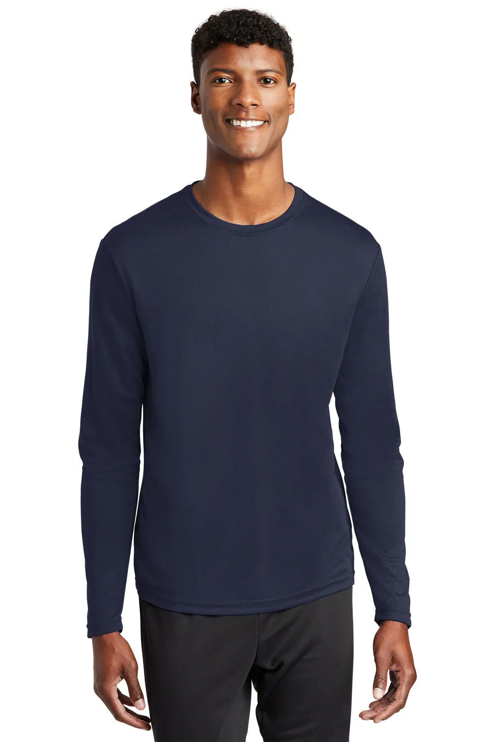 Sport-Tek T-shirt à manches longues pour hommes en RacerMesh évacuant l'humidité - Vrai bleu marine Vêtements Sport-Tek