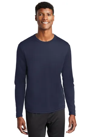 Sport-Tek Mens RacerMesh Moisture Wicking Long Sleeve Crewneck T-Shirt - True Navy Blue Clothing Sport-Tek
