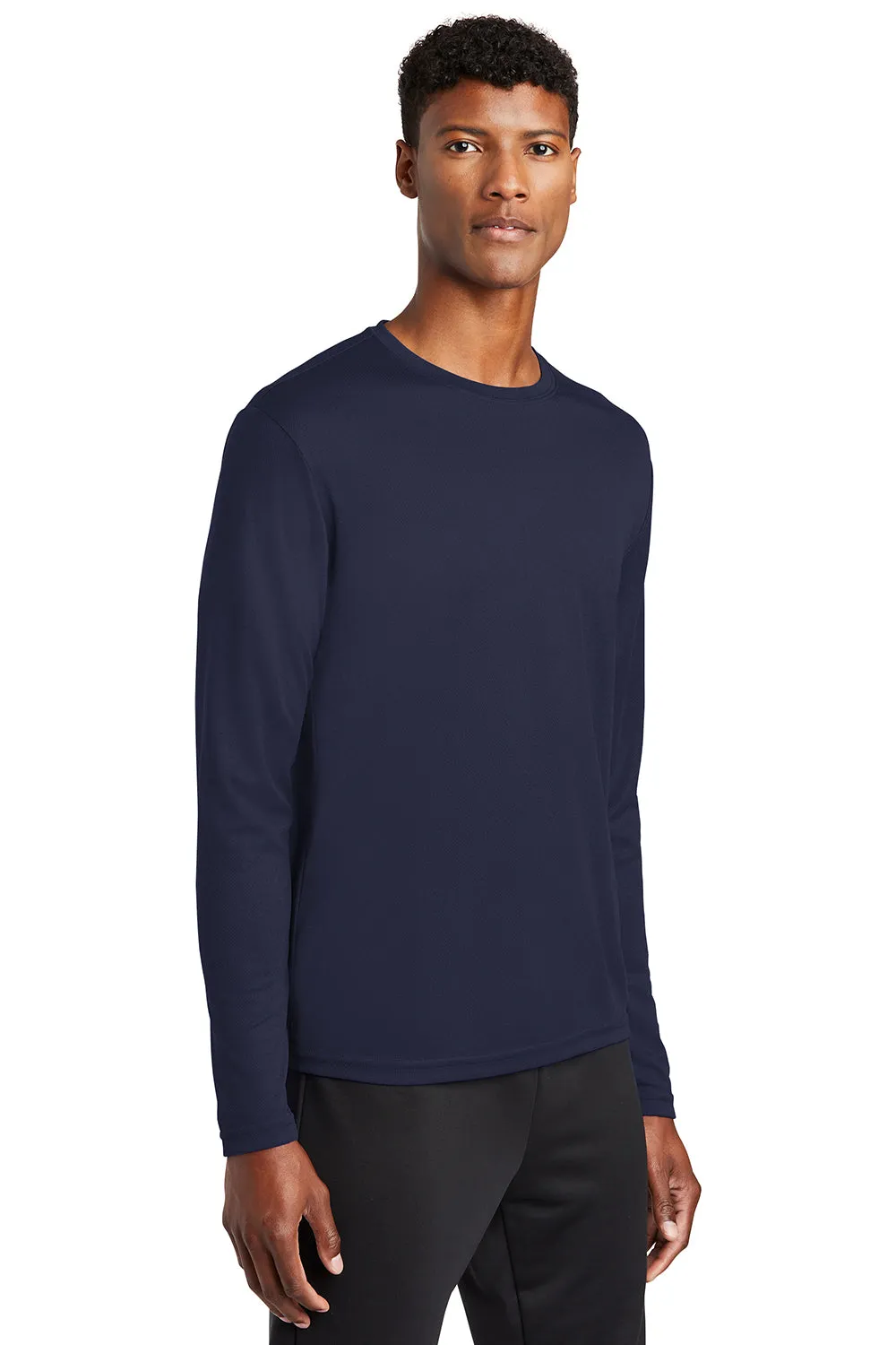 Sport-Tek T-shirt à manches longues pour hommes en RacerMesh évacuant l'humidité - Vrai bleu marine Vêtements Sport-Tek