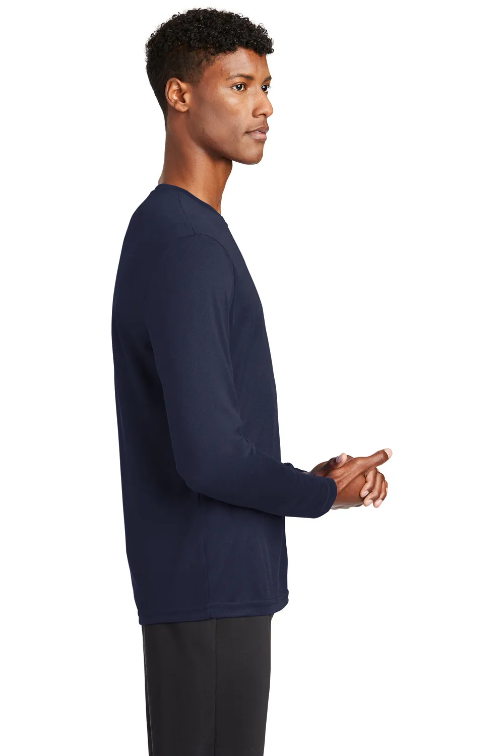 Sport-Tek T-shirt à manches longues pour hommes en RacerMesh évacuant l'humidité - Vrai bleu marine Vêtements Sport-Tek