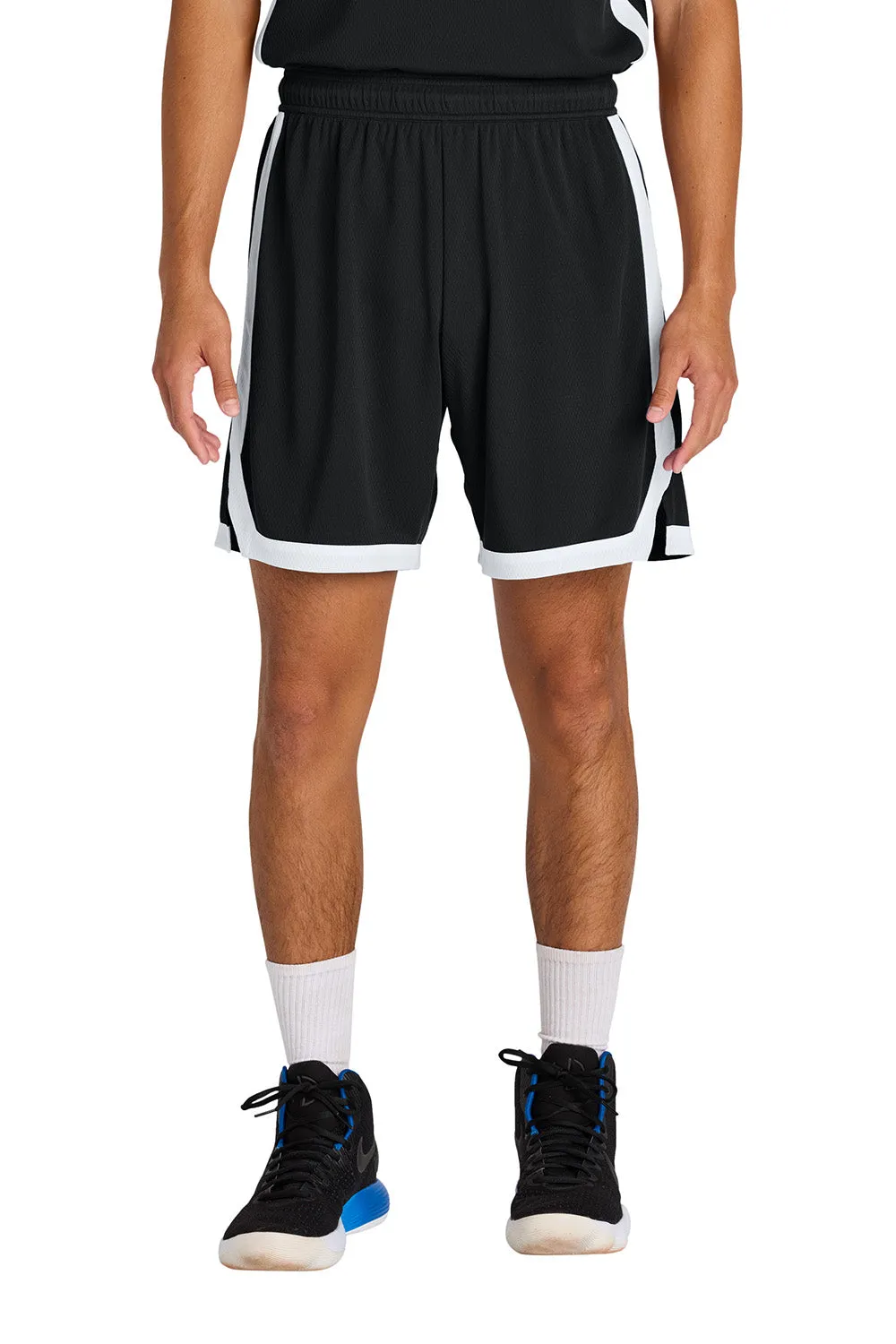 Short de basketball pour homme Sport-Tek Rival à évacuation de l'humidité - Noir/Blanc
