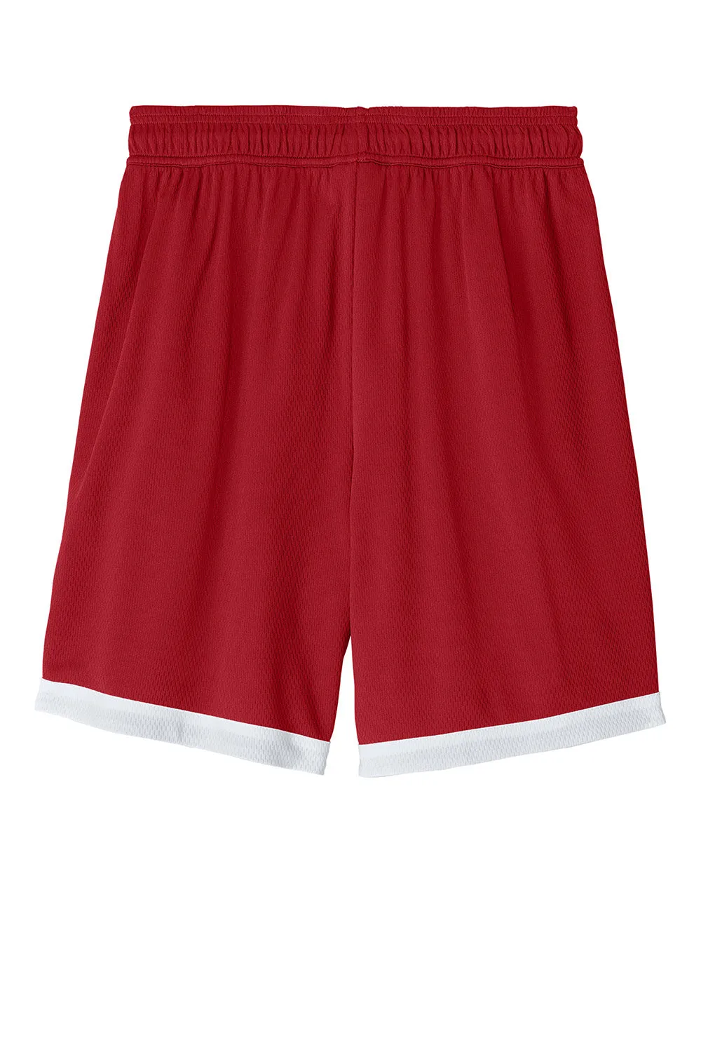 Sport-Tek Shorts de Basketball pour Hommes Rival Évacuation de l'Humidité - Rouge Foncé/Blanc Vêtements Sport-Tek