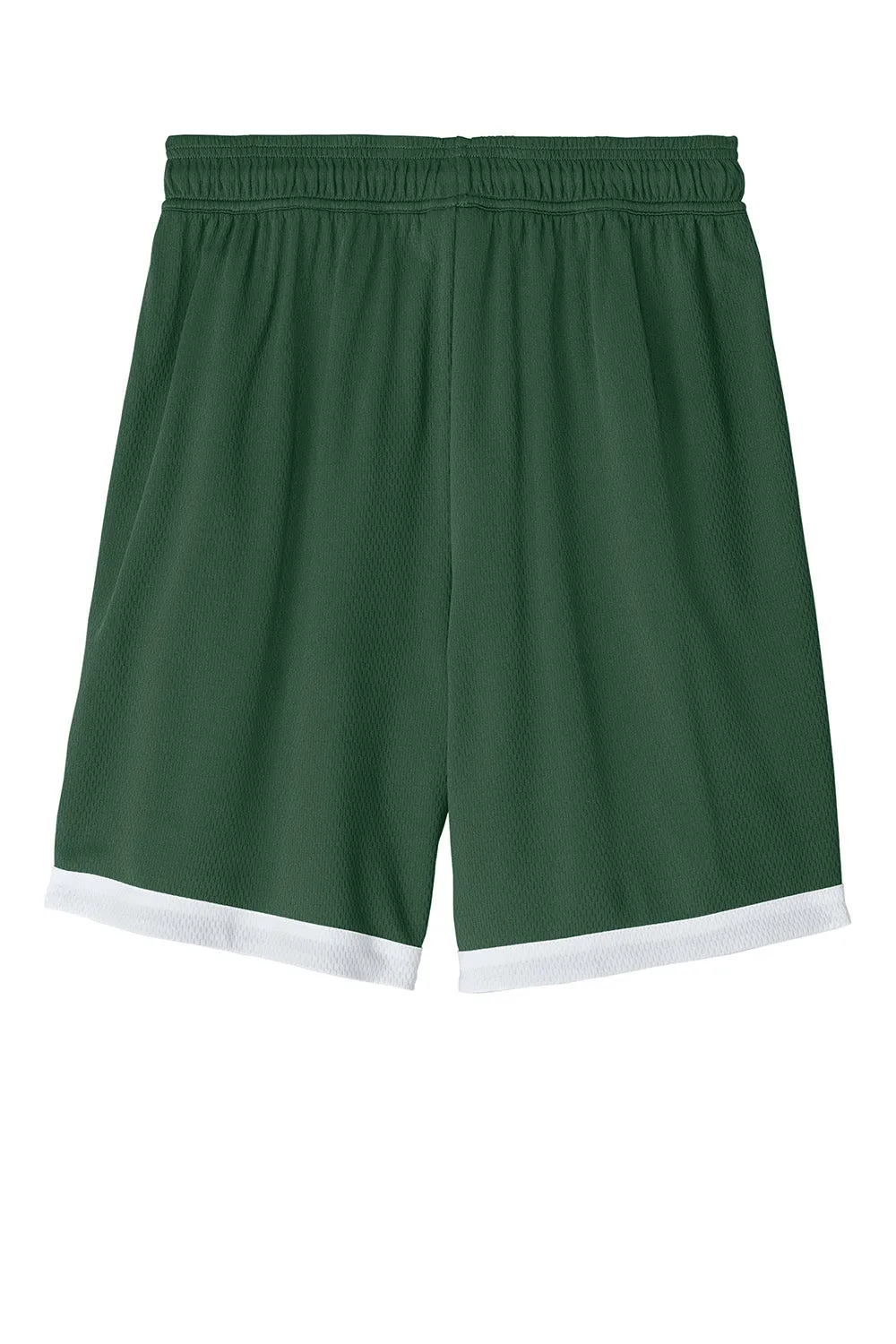 Sport-Tek Shorts de Basketball pour Hommes Rival Évacuation de l'Humidité - Vert Forêt/Blanc Vêtements Sport-Tek