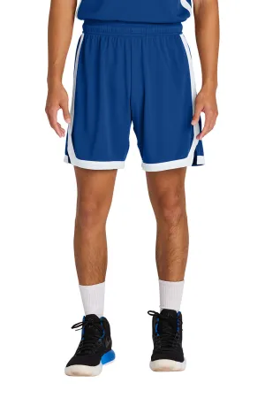 Sport-Tek Mens Rival Moisture Wicking Basketball Shorts - True Royal Blue/White
