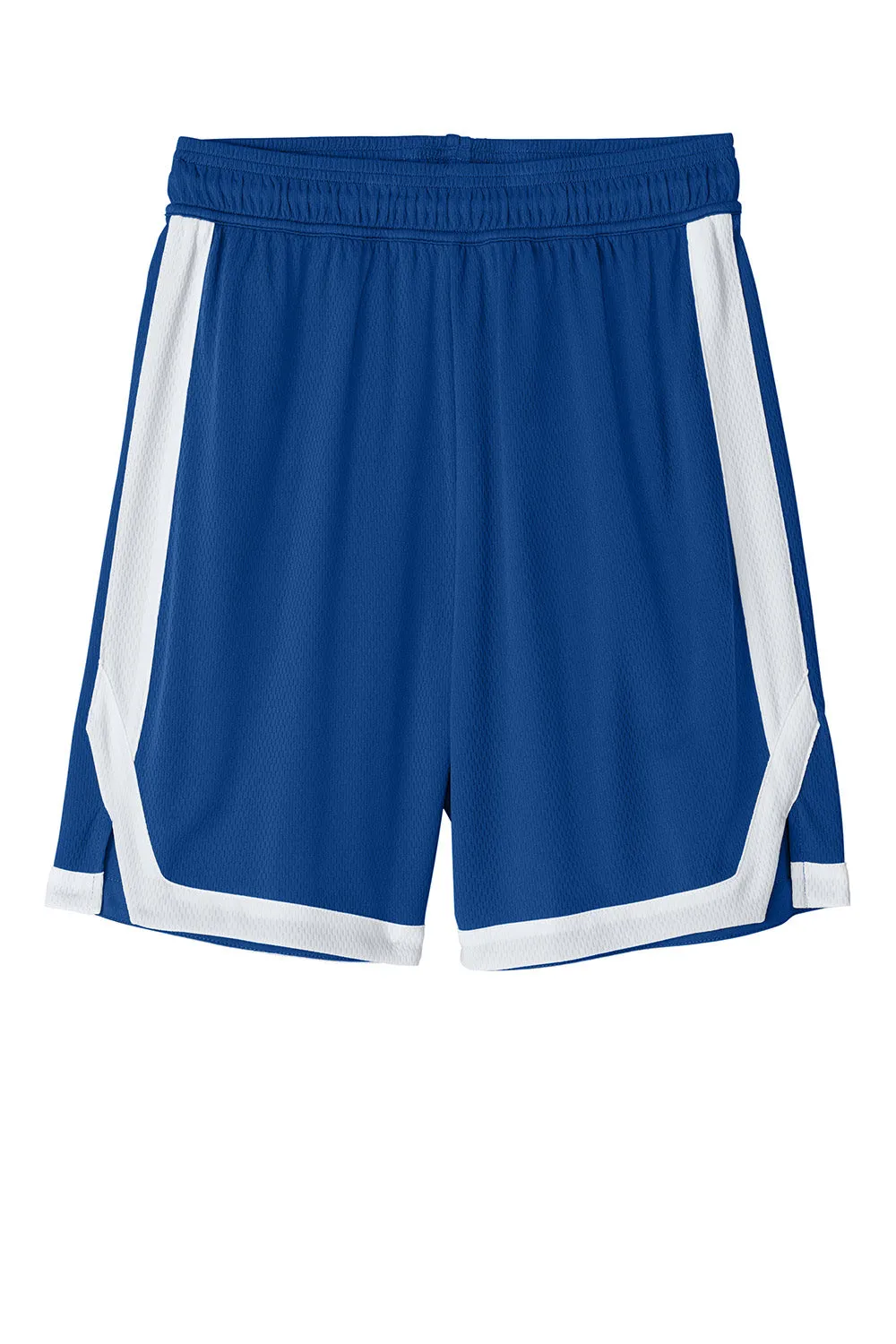 Sport-Tek Shorts de Basketball pour Hommes Rival Évacuation d'Humidité - Bleu Royal Véritable/Blanc