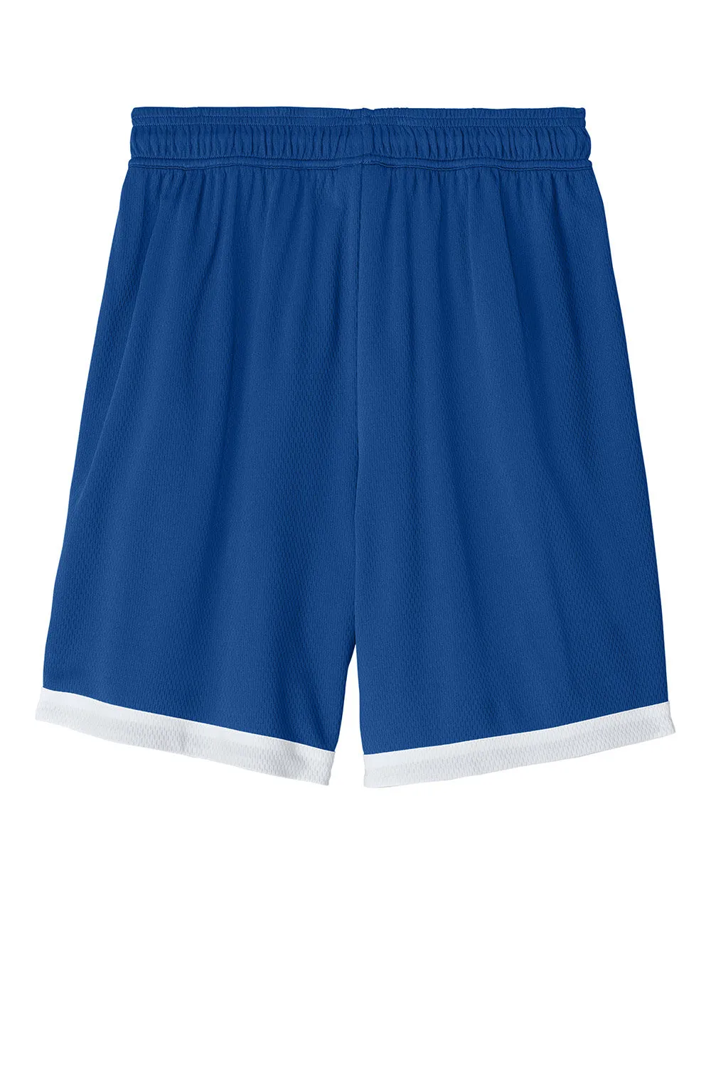 Sport-Tek Shorts de Basketball pour Hommes Rival Évacuation d'Humidité - Bleu Royal Véritable/Blanc