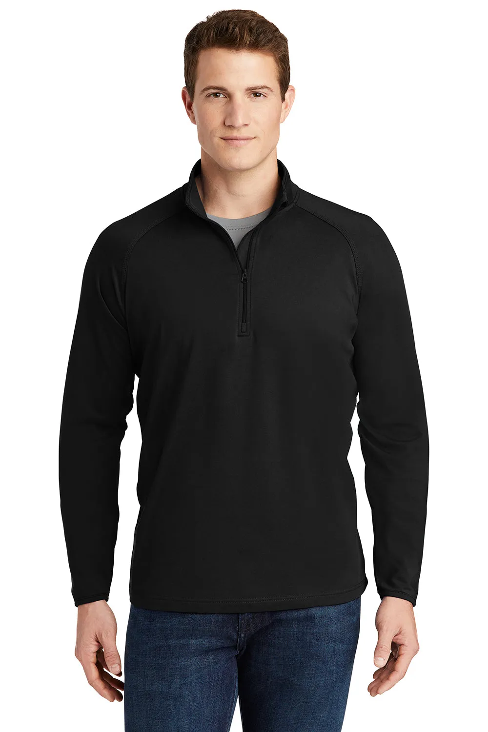 Sport-Tek Sweat-shirt Homme Sport-Wick à col 1/4 zip évacuant l'humidité - Noir