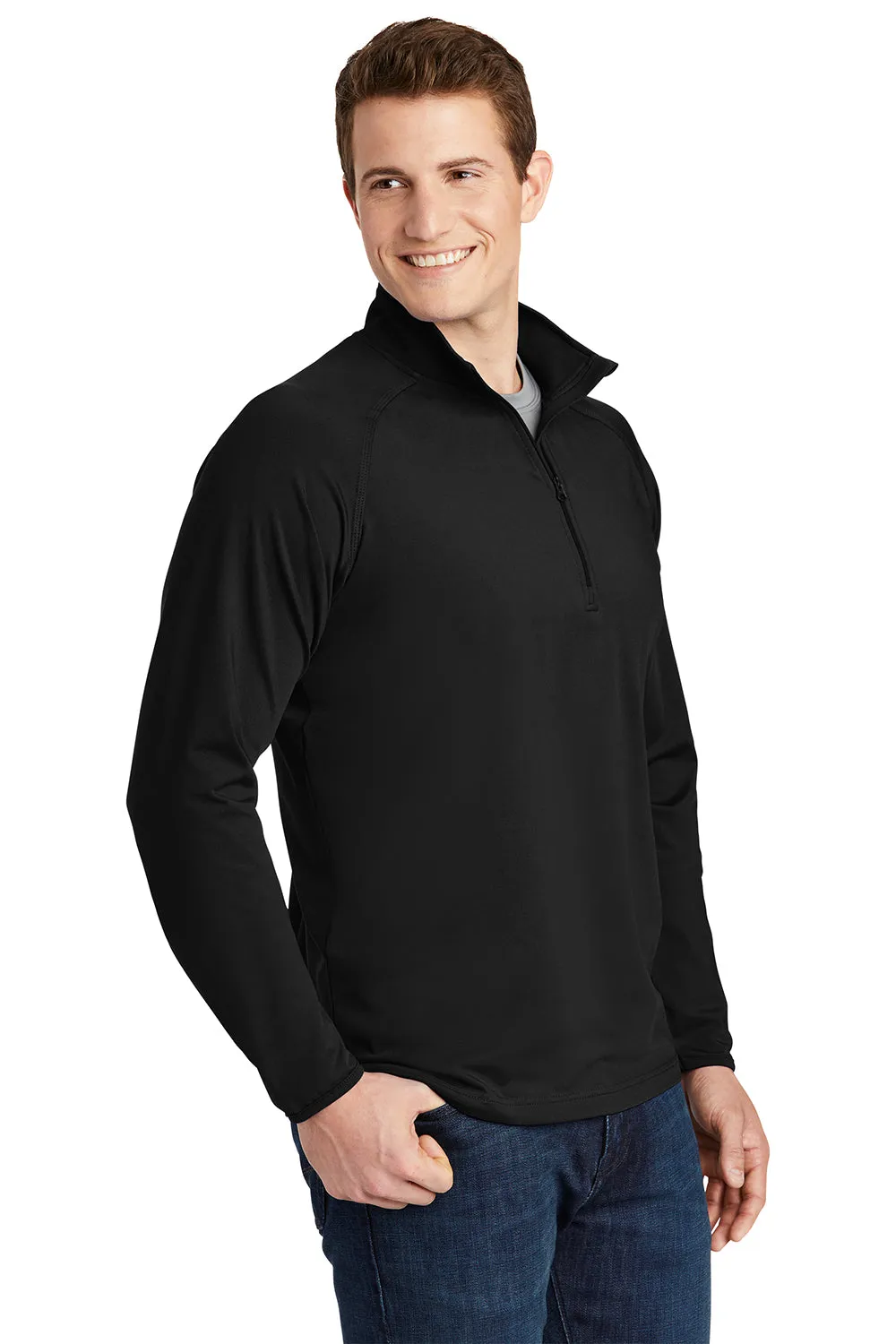 Sport-Tek Sweat-shirt Homme Sport-Wick à col 1/4 zip évacuant l'humidité - Noir