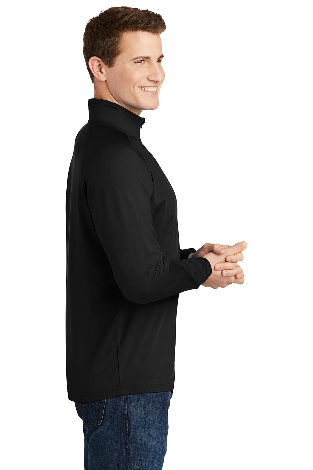 Sport-Tek Sweat-shirt Homme Sport-Wick à col 1/4 zip évacuant l'humidité - Noir
