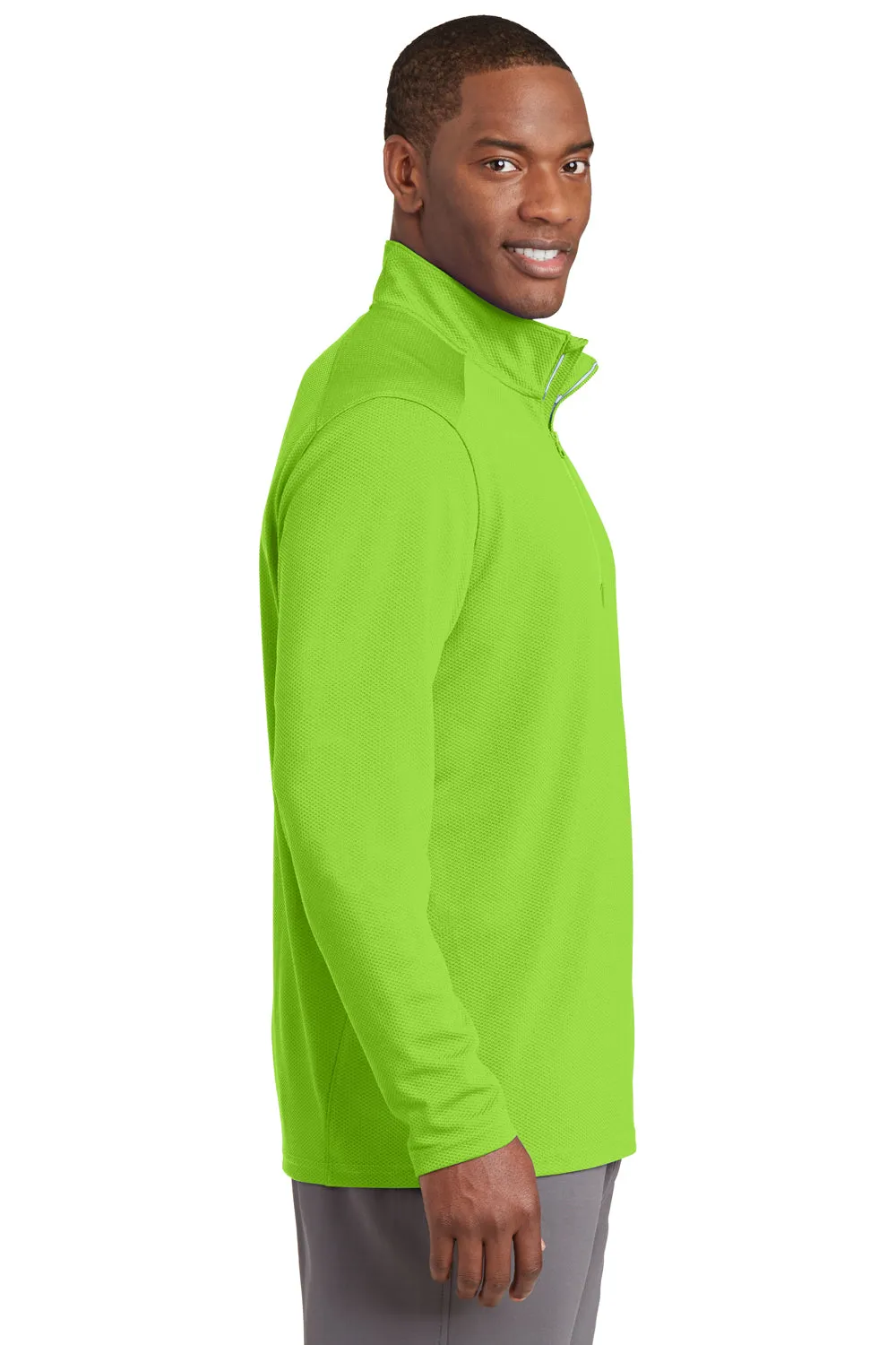 Sport-Tek Sweat-shirt Homme Sport-Wick 1/4 Zip à Évacuation d'Humidité - Vert Lime Shock - Vêtements de Soldes Sport-Tek