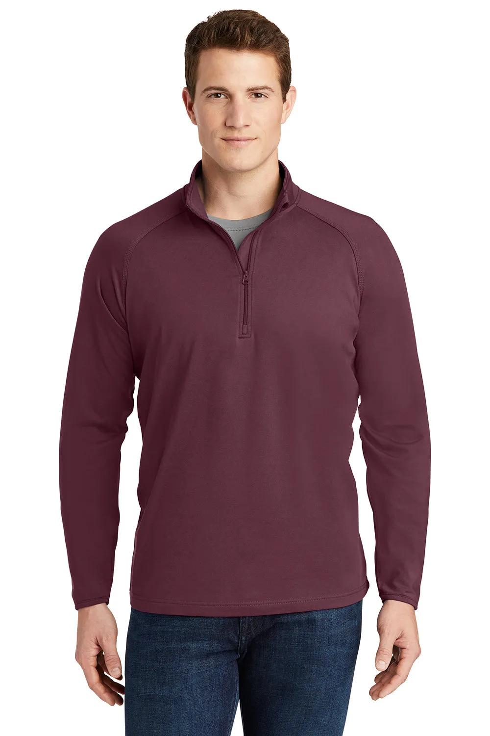 Sport-Tek Sweat-shirt Homme Sport-Wick à évacuation de l'humidité avec fermeture 1/4 - Marron