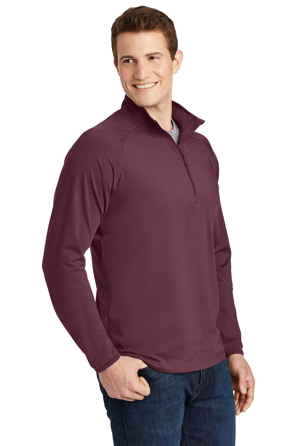 Sport-Tek Sweat-shirt Homme Sport-Wick à évacuation de l'humidité avec fermeture 1/4 - Marron