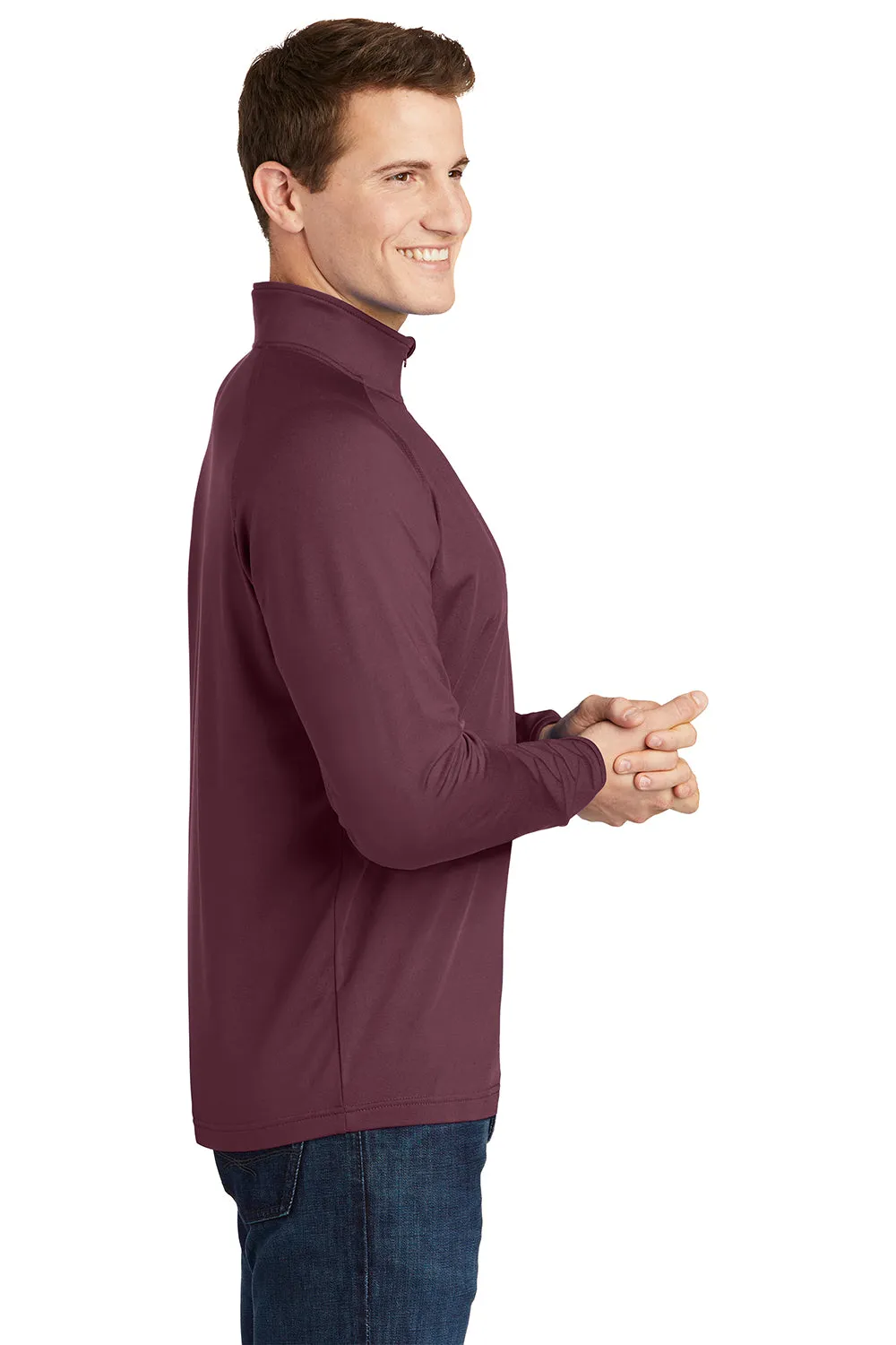Sport-Tek Sweat-shirt Homme Sport-Wick à évacuation de l'humidité avec fermeture 1/4 - Marron