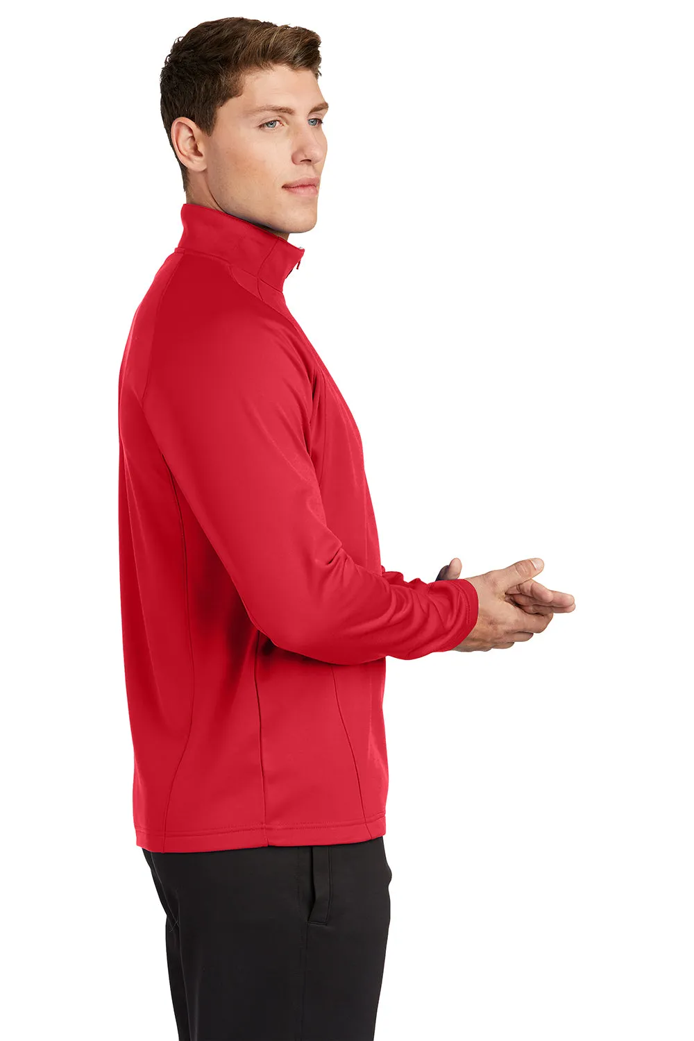 Sport-Tek Sweat-shirt Homme Sport-Wick en Polaire Respirante à Fermeture 1/4 - Rouge Foncé/Gris Argenté Vêtements Sport-Tek