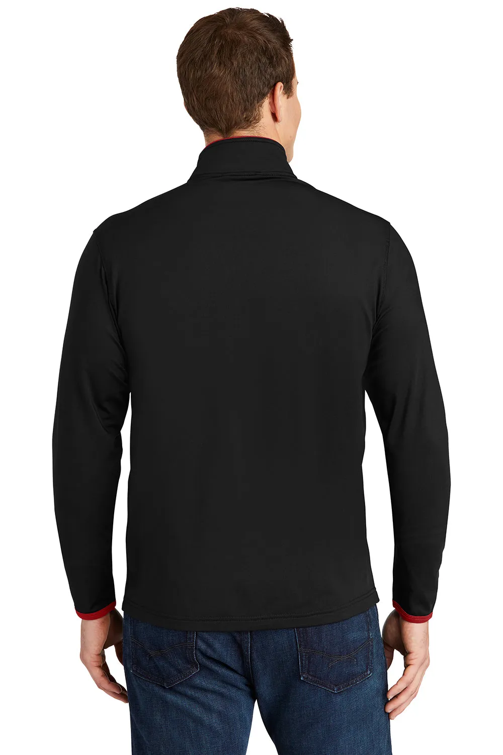 Veste Sport-Wick Homme Sport-Tek à Fermeture Éclair - Noir/Rouge Vif