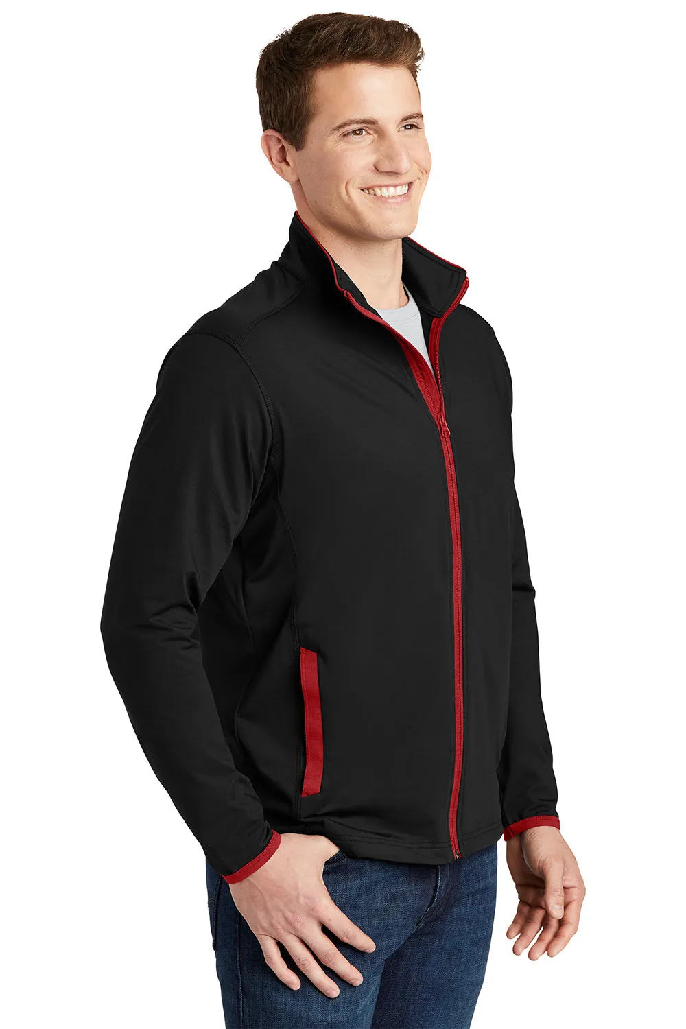 Veste Sport-Wick Homme Sport-Tek à Fermeture Éclair - Noir/Rouge Vif