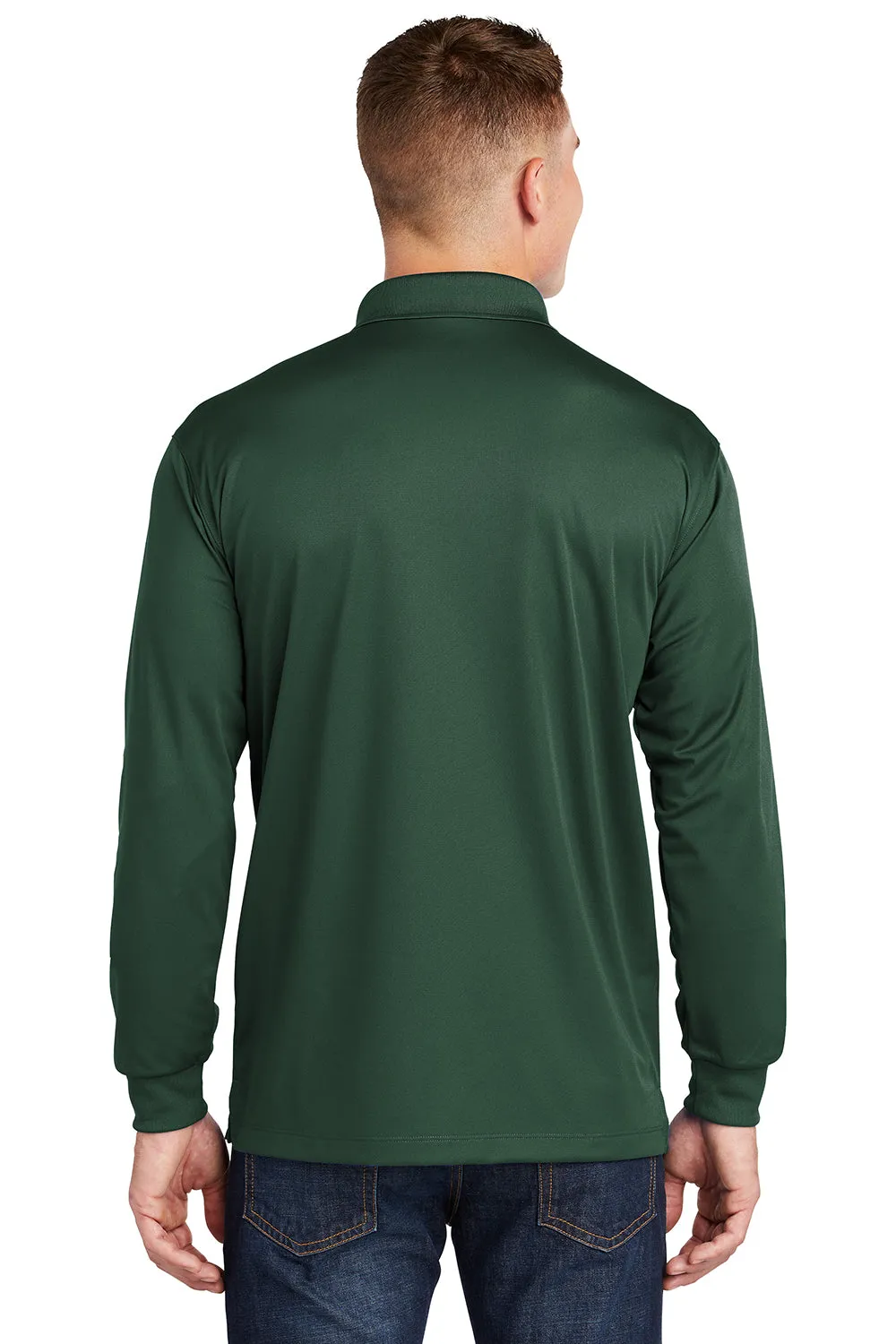 Polo Sport-Wick à manches longues pour homme évacuant l'humidité Sport-Tek - Vert forêt