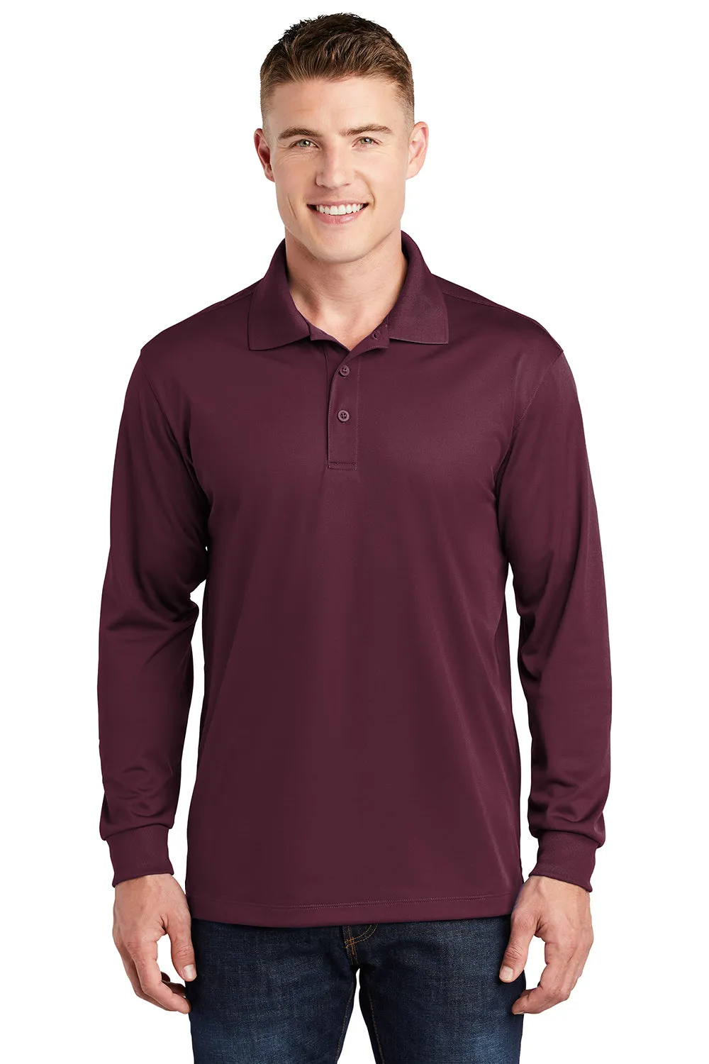 Polo Sport-Wick à manches longues pour homme évacuant l'humidité Sport-Tek - Marron