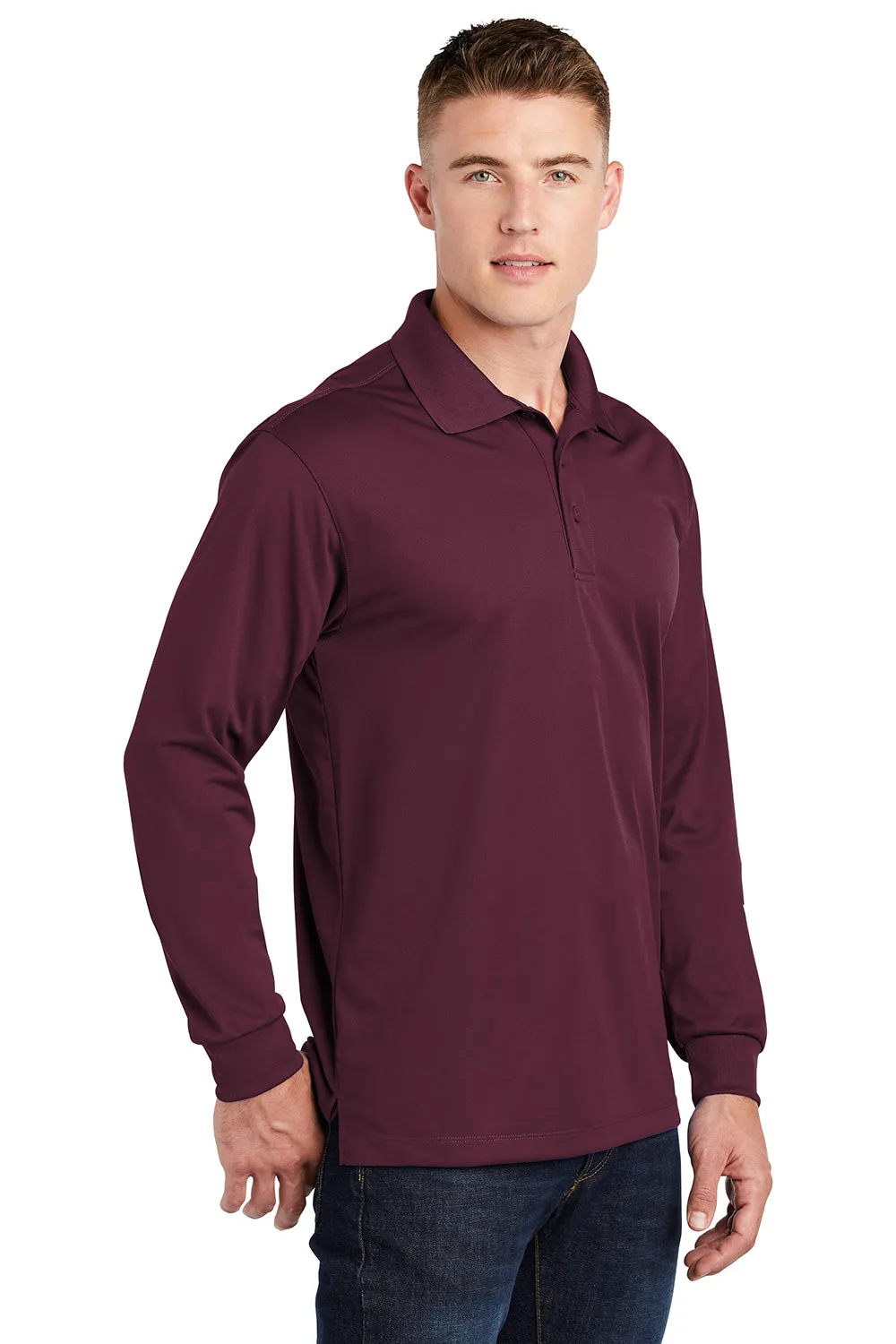 Polo Sport-Wick à manches longues pour homme évacuant l'humidité Sport-Tek - Marron