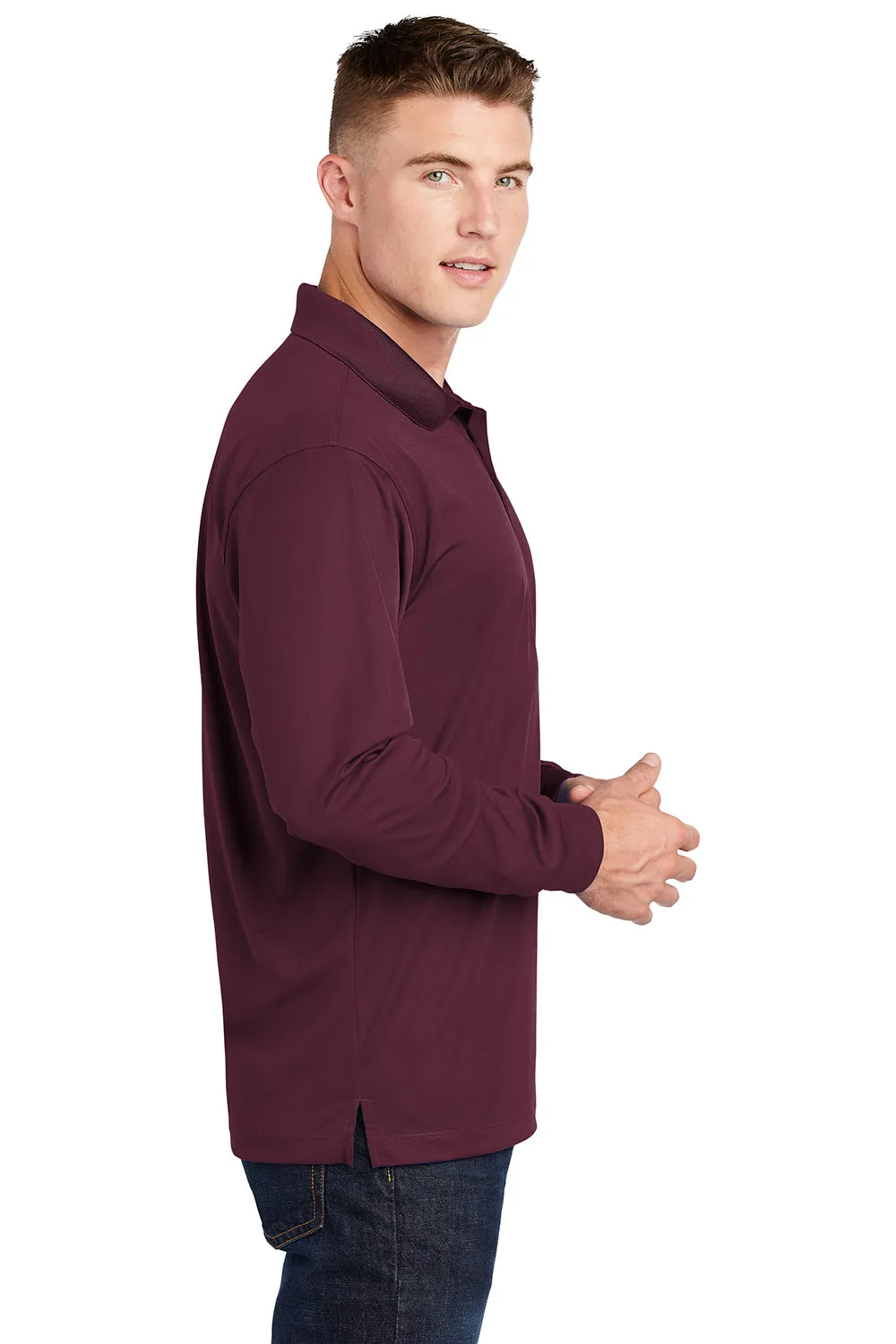 Polo Sport-Wick à manches longues pour homme évacuant l'humidité Sport-Tek - Marron