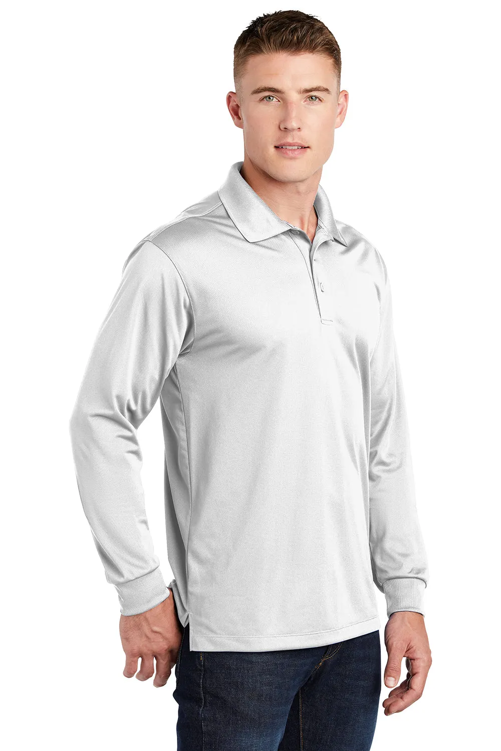 Polo Sport-Wick à manches longues pour homme - Blanc