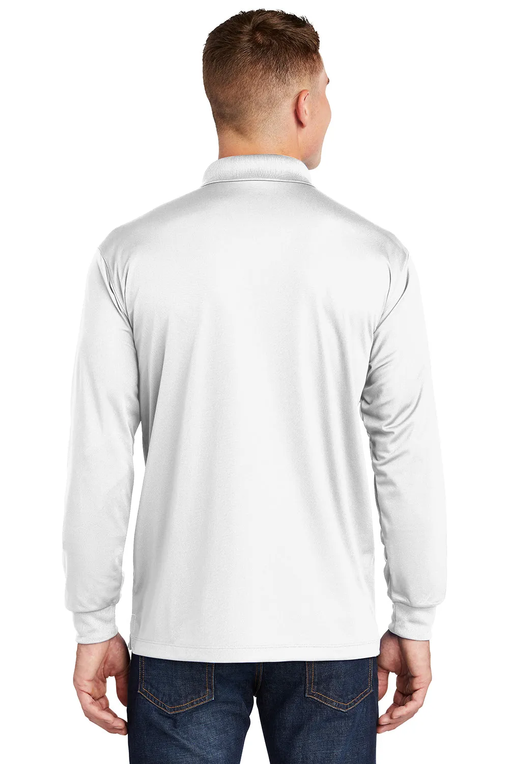 Polo Sport-Wick à manches longues pour homme - Blanc