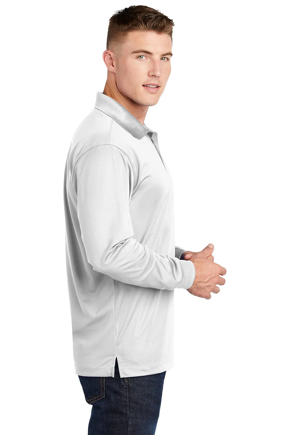 Polo Sport-Wick à manches longues pour homme - Blanc