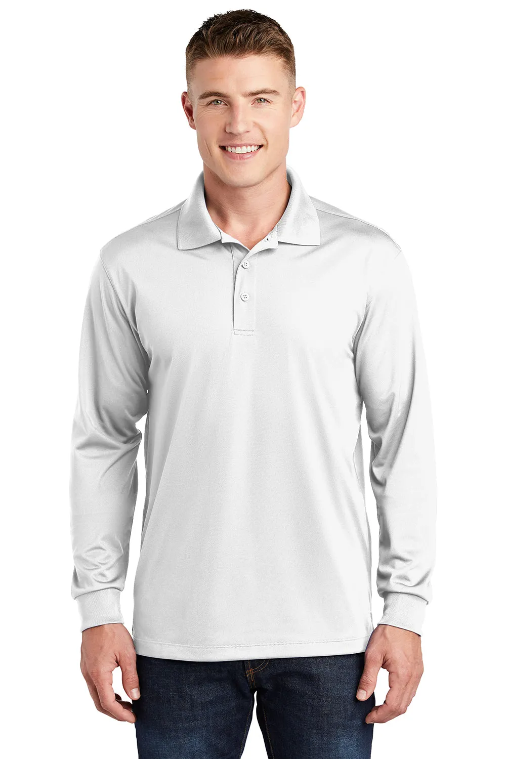 Polo Sport-Wick à manches longues pour homme - Blanc