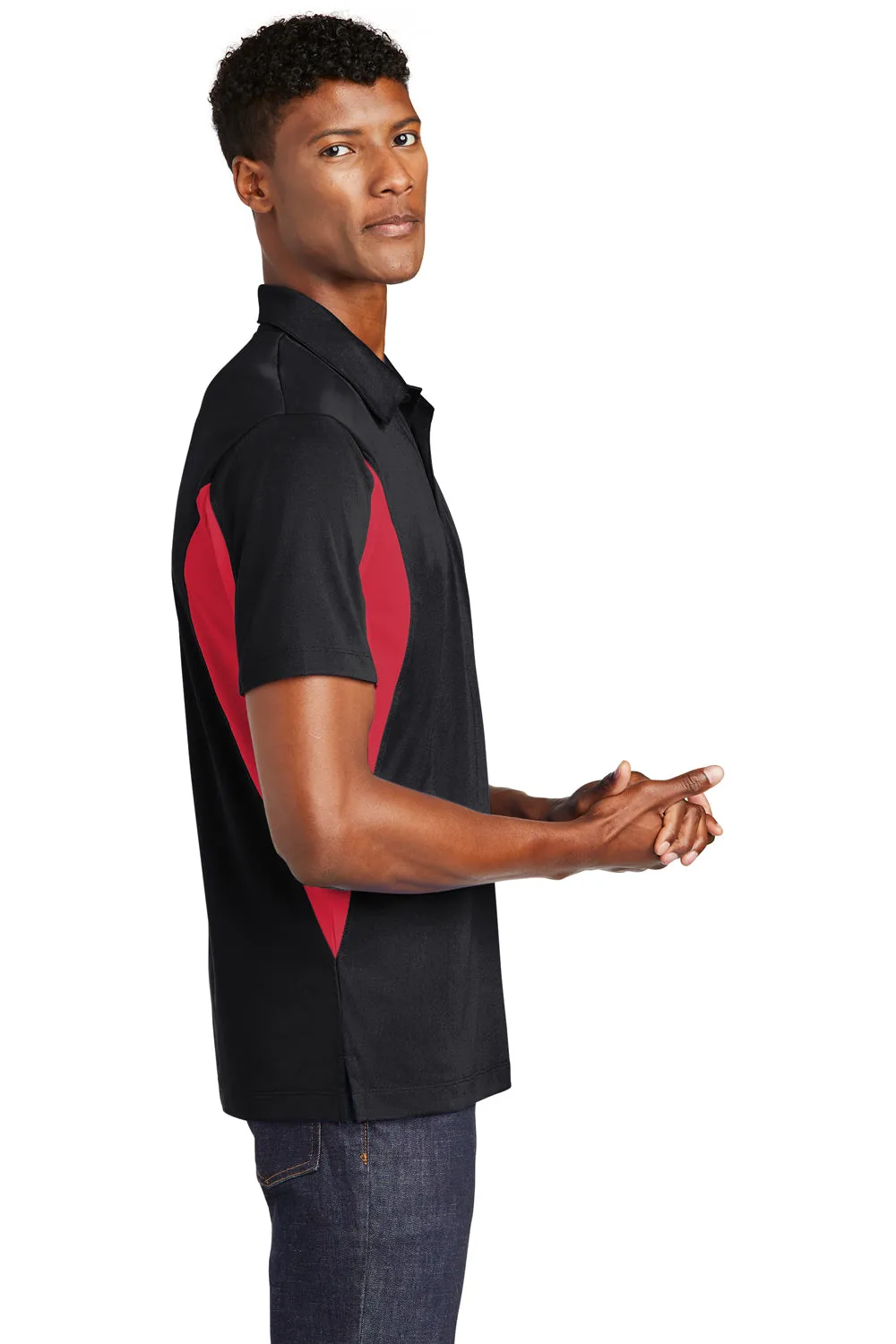 Polo Sport-Wick à manches courtes pour homme évacuant l'humidité Sport-Tek - Noir/Rouge véritable