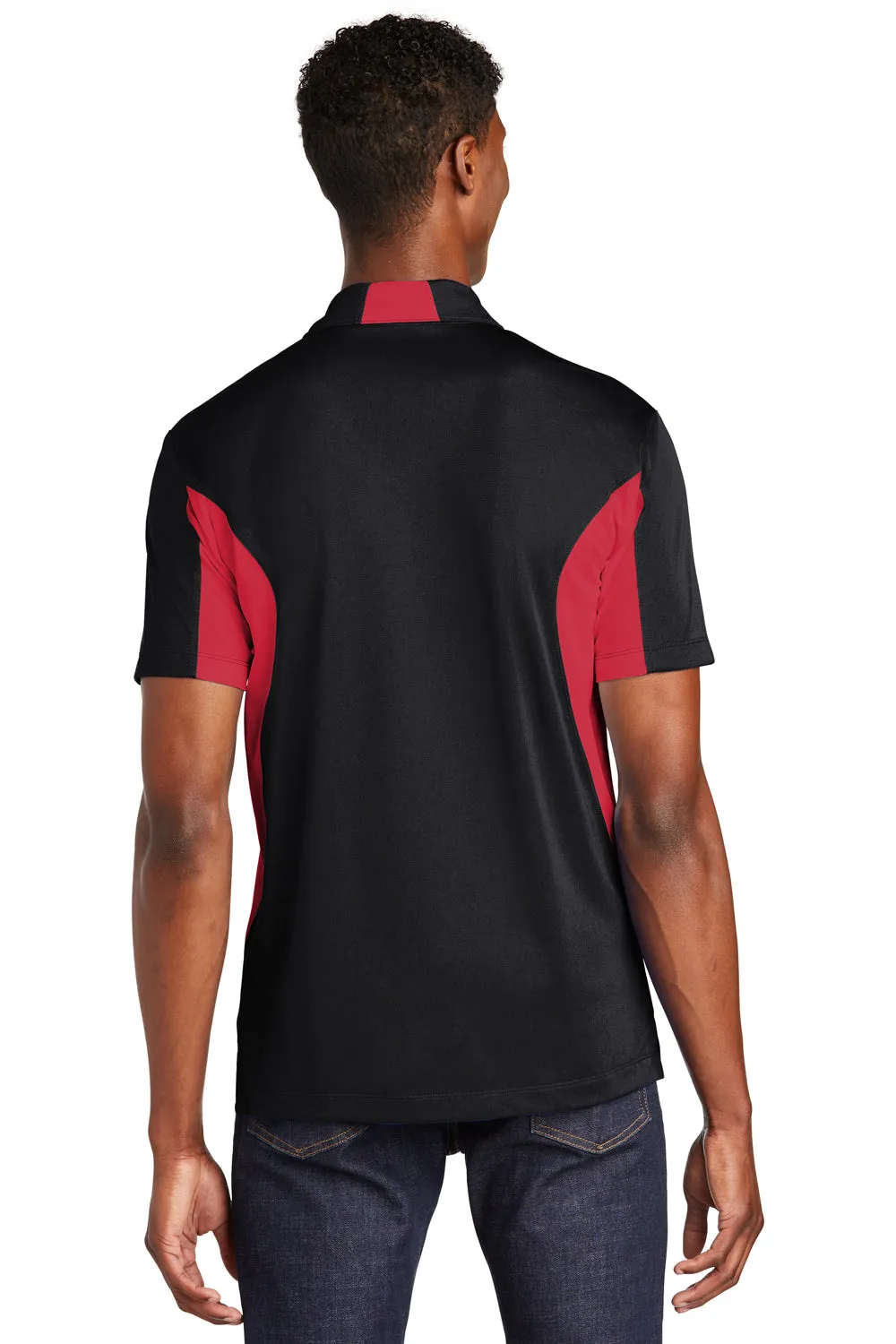 Polo Sport-Wick à manches courtes pour homme évacuant l'humidité Sport-Tek - Noir/Rouge véritable