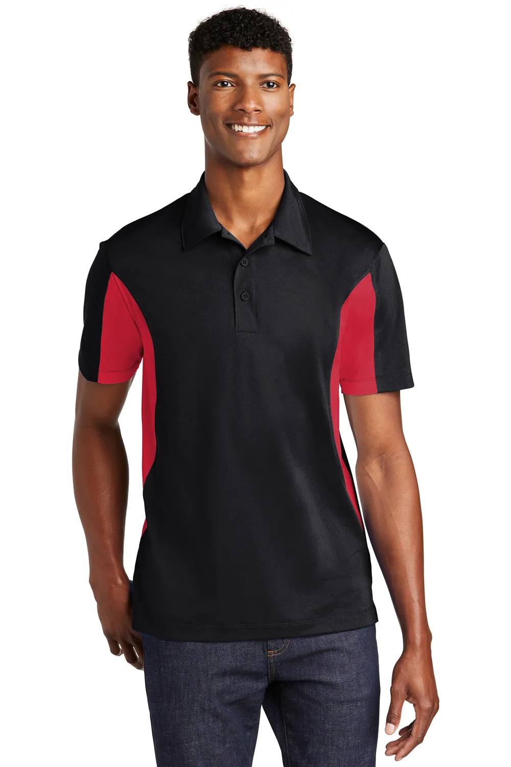Polo Sport-Wick à manches courtes pour homme évacuant l'humidité Sport-Tek - Noir/Rouge véritable