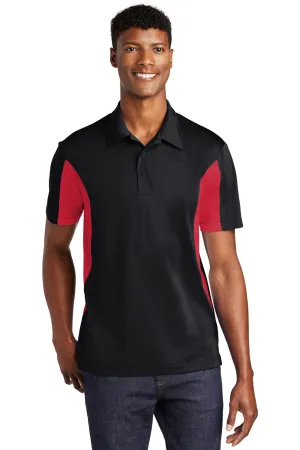 Sport-Tek Mens Sport-Wick Moisture Wicking Short Sleeve Polo Shirt - Black/True Red