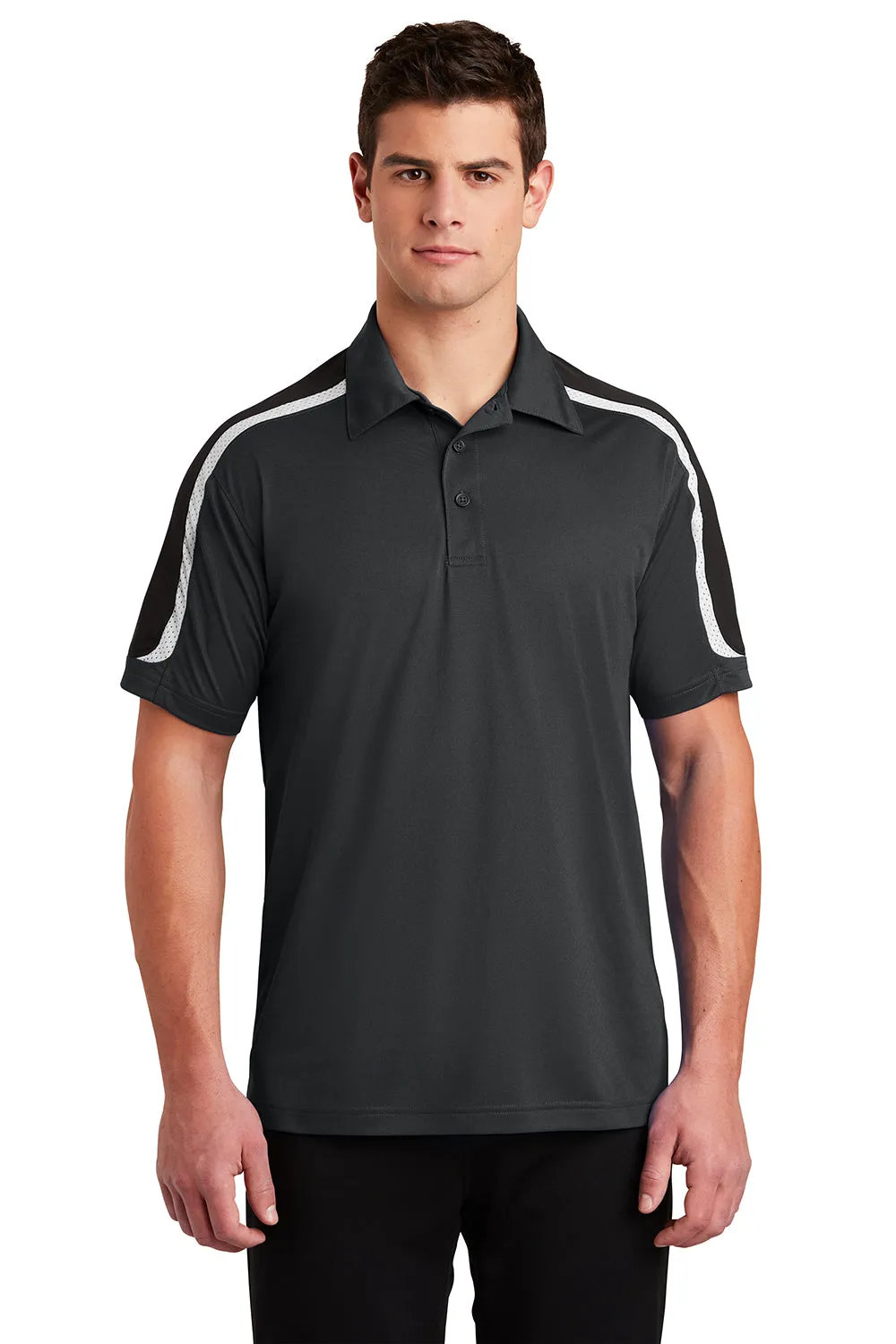 Polo Sport-Wick à manches courtes pour homme évacuant l'humidité Sport-Tek - Gris fer/Noir/Blanc Vêtements Sport-Tek