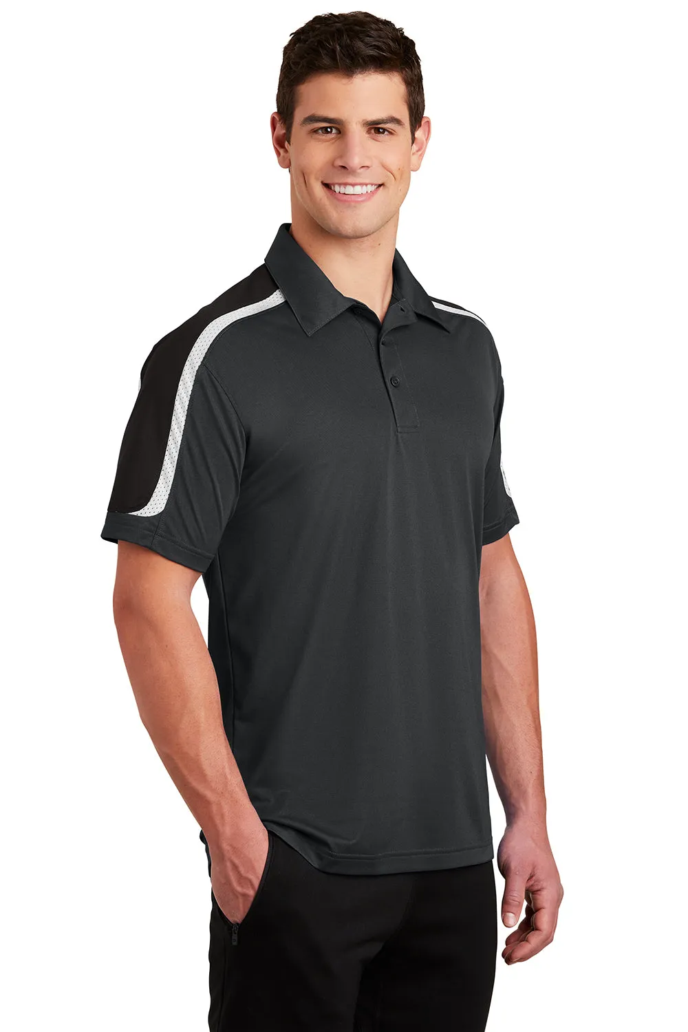 Polo Sport-Wick à manches courtes pour homme évacuant l'humidité Sport-Tek - Gris fer/Noir/Blanc Vêtements Sport-Tek