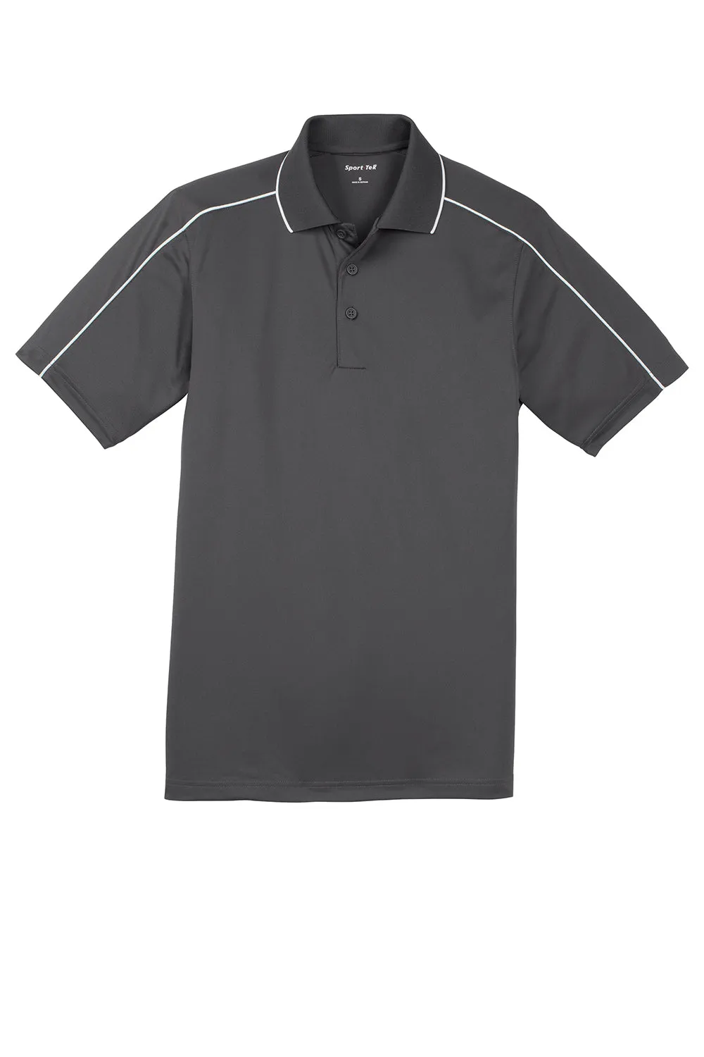Polo Sport-Wick à manches courtes pour homme évacuant l'humidité Sport-Tek - Gris fer/Blanc