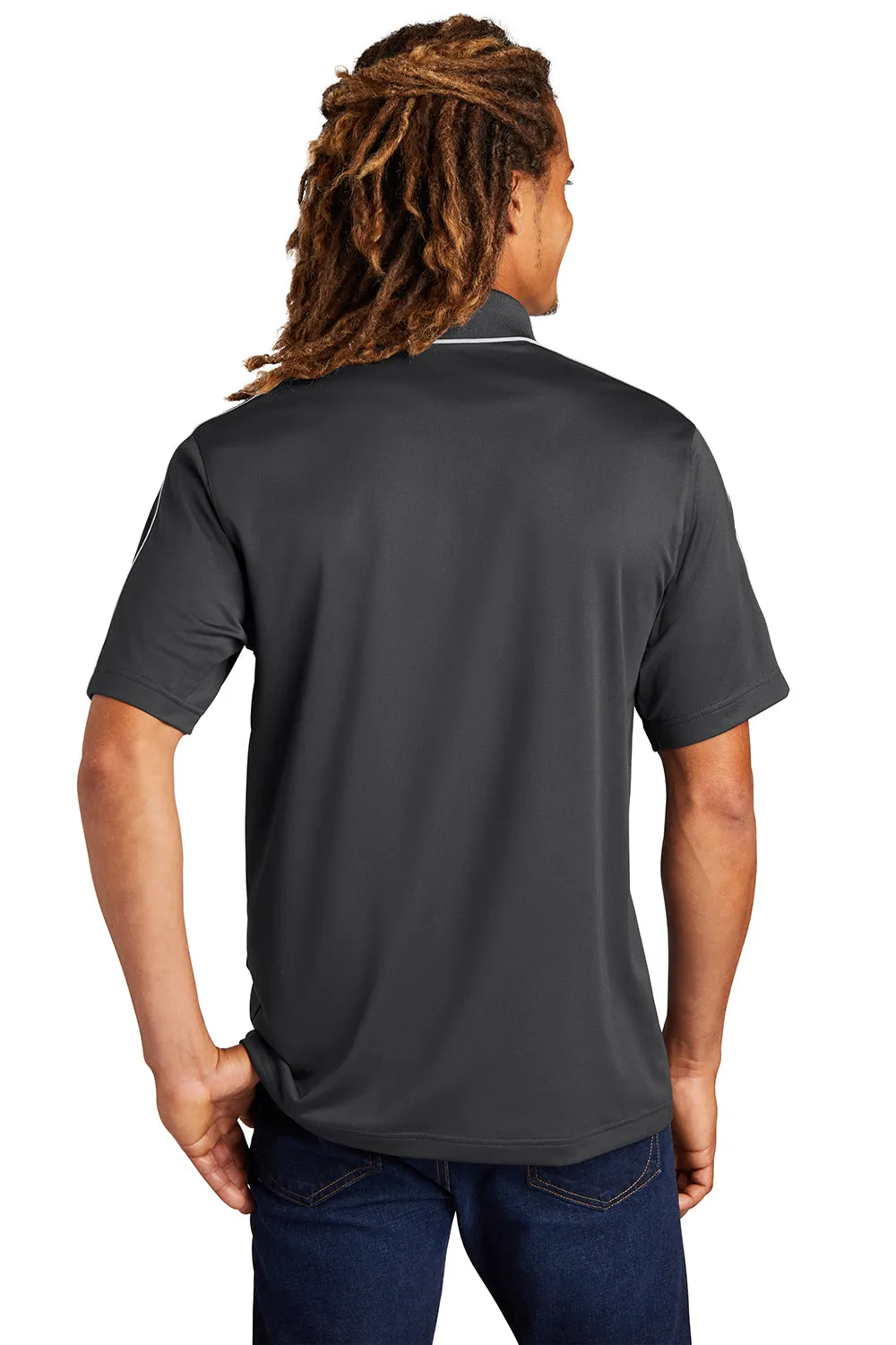 Polo Sport-Wick à manches courtes pour homme évacuant l'humidité Sport-Tek - Gris fer/Blanc