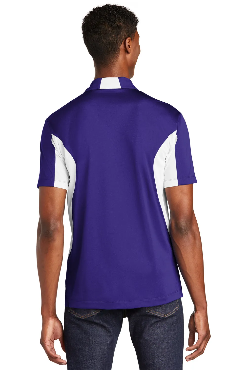 Polo Sport-Wick à manches courtes pour homme évacuant l'humidité Sport-Tek - Violet/Blanc