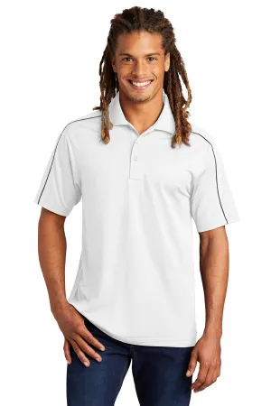 Sport-Tek Mens Sport-Wick Moisture Wicking Short Sleeve Polo Shirt - White/Iron Grey