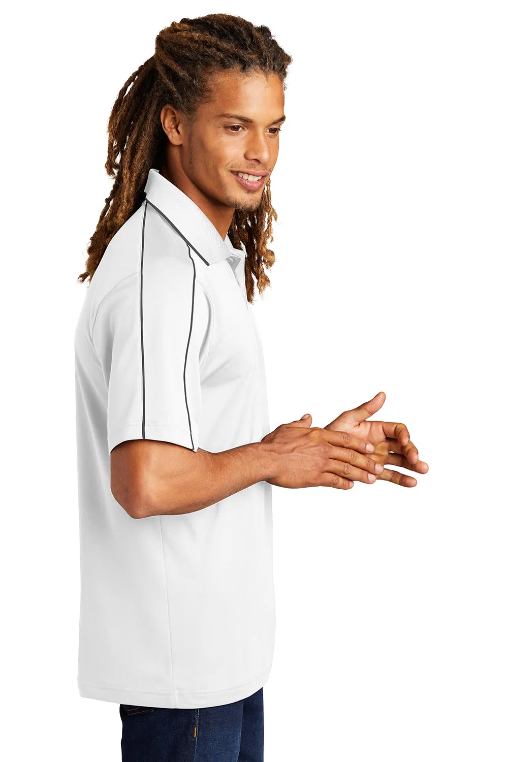 Polo Sport-Wick à manches courtes pour homme Sport-Tek - Blanc/Gris fer