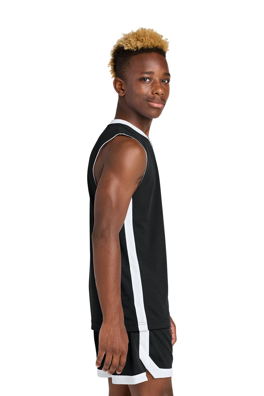 Sport-Tek Maillot de Basketball Réversible pour Jeunes Évacuant l'Humidité - Noir/Blanc Vêtements Sport-Tek