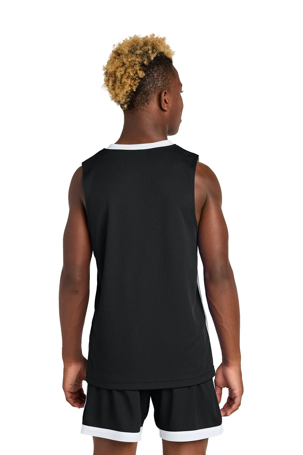 Sport-Tek Maillot de Basketball Réversible pour Jeunes Évacuant l'Humidité - Noir/Blanc Vêtements Sport-Tek