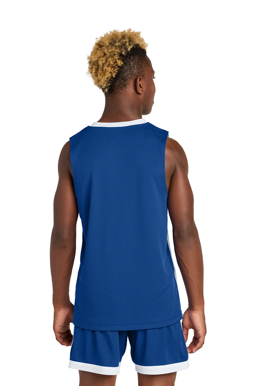 Sport-Tek Maillot de Basketball Réversible pour Jeunes Évacuation de l'Humidité - Bleu Royal Véritable/Blanc Vêtements Sport-Tek